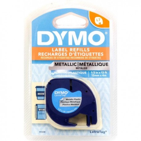 Etiquetas Plásticas 12 mm x 4 m LetraTag Dymo Plata