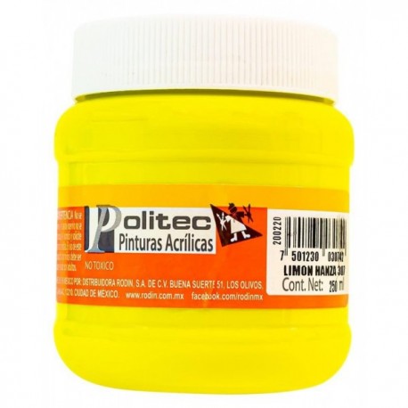 Pintura Acrílica Limón Hanza Politec 250 ml