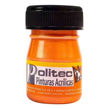 Pintura Acrílica Naranja Nacarada Politec 20 ml