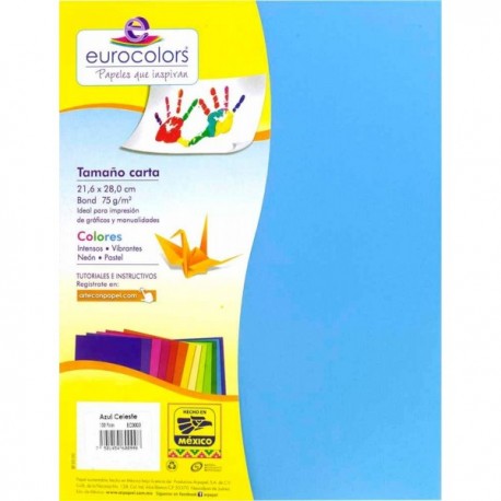 Papel Carta 75 gr c/100 Azul Celeste
