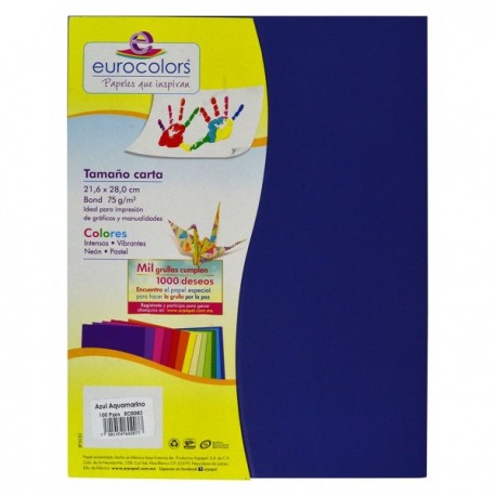 Papel Carta Azul Marino 75 gr c/100
