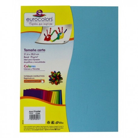 Papel Carta Azul Pastel 75 gr c/100