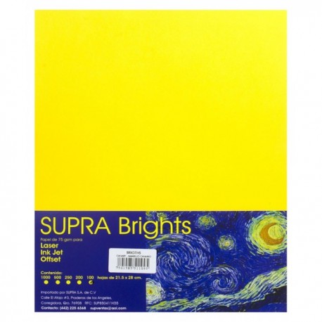 Papel Carta Amarillo Canario Flurescente c/100