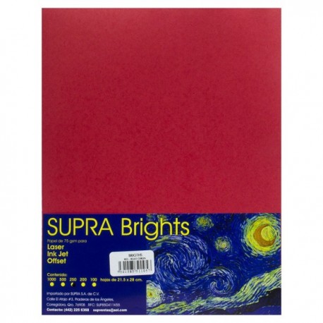 Papel Carta Rojo Cereza c/250
