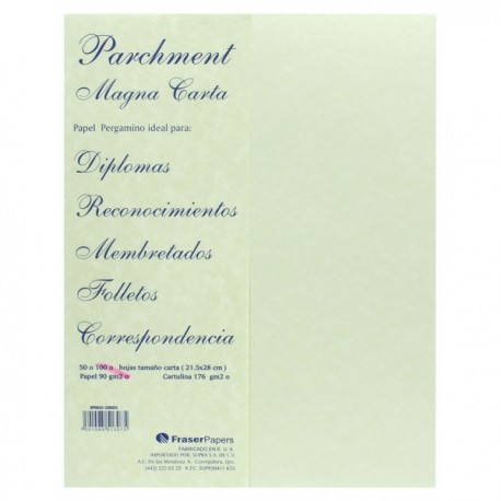 Papel Carta 90 gr Pergamino Spring Green c/100