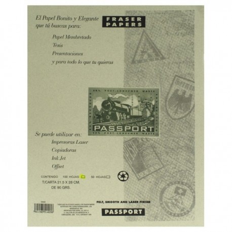 Papel Carta 90 gr Passport Sage c/100