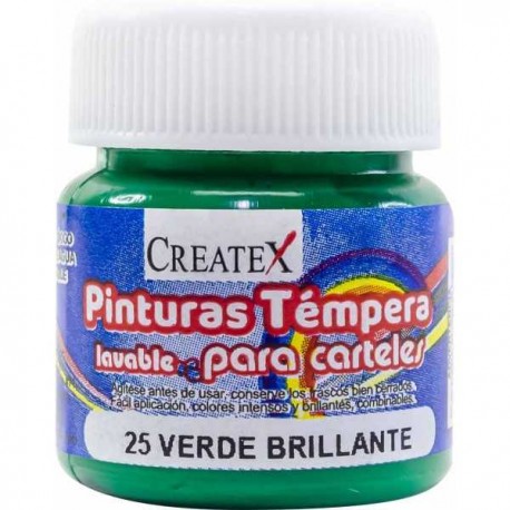 Pintura Createx Témpera Lavable Verde Brillante 30 ml