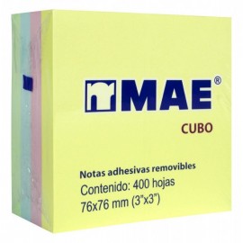 Cubo Notas Adhesivas Pastel 76 x 76 mm