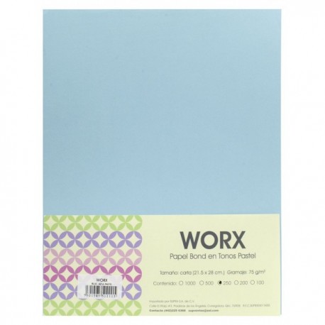 Papel Carta Azul Pastel c/250