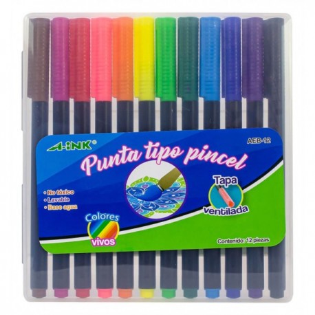 Plumones A Ink Tipo Pincel c/12