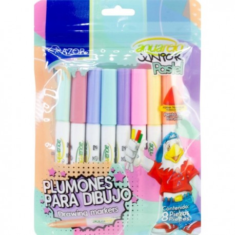 Plumones Aquarelo Junior Pastel Triangular c/8 Azor