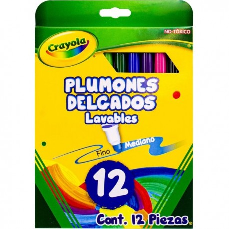 Plumones Delgados Crayola Lavables c/12