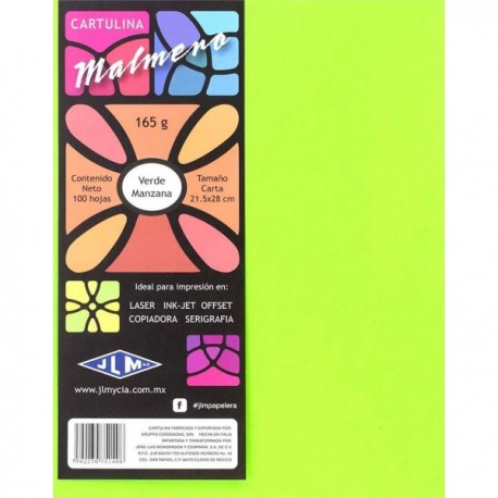 Cartulina Malmero Tamaño Carta Verde Manzana