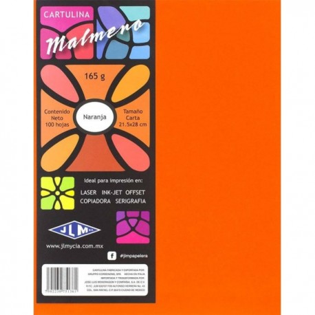 Cartulina Malmero Tamaño Carta Naranja