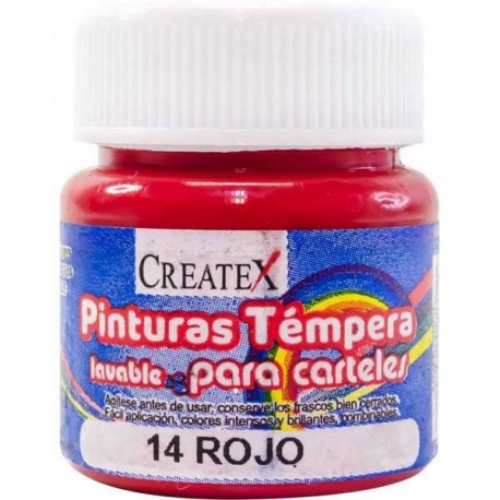 Pintura Createx Témpera Lavable Rojo 30 ml